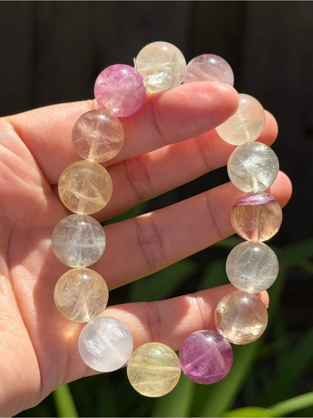15mm Multi-Color Fluorite Bead Stretch Bracelet 2219